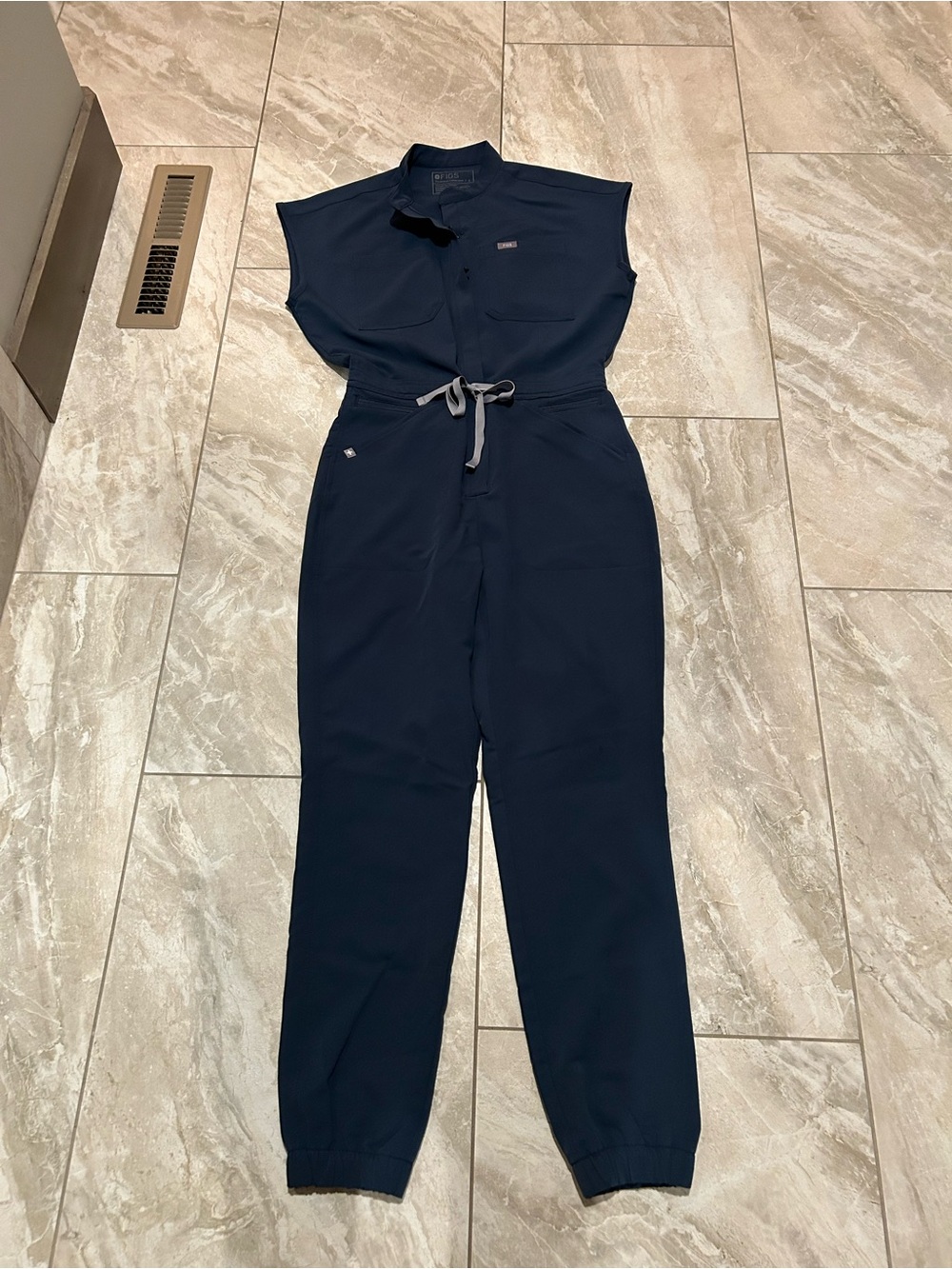 Figs Navy Utility Jumpsuit with Drawstring Waist